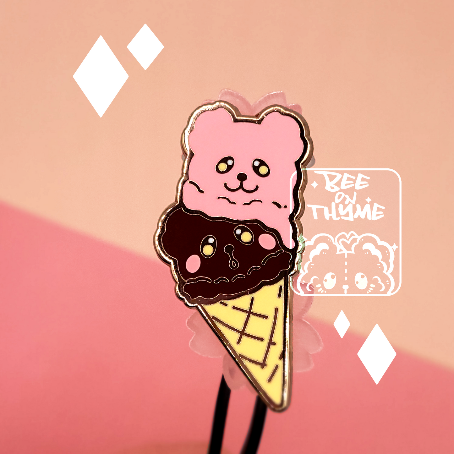 Bear Snacks: Ice Cream Bear Enamel Pin