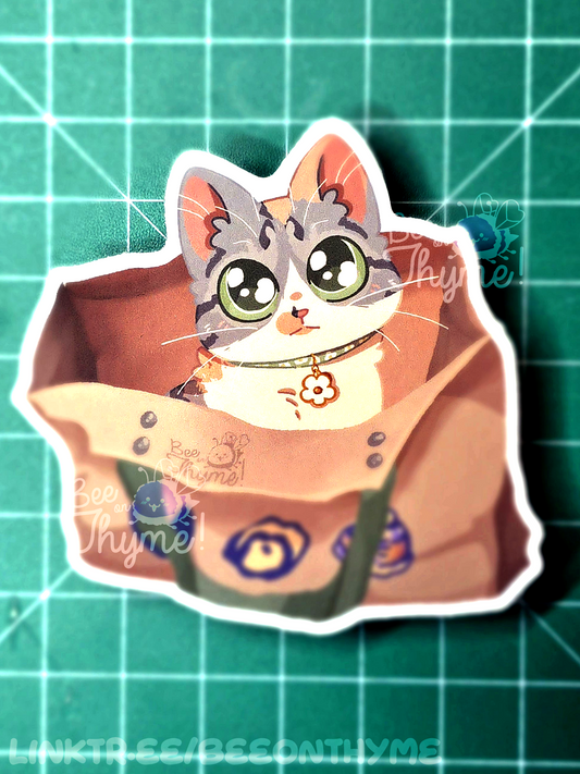 Sitting Calico Vinyl Sticker