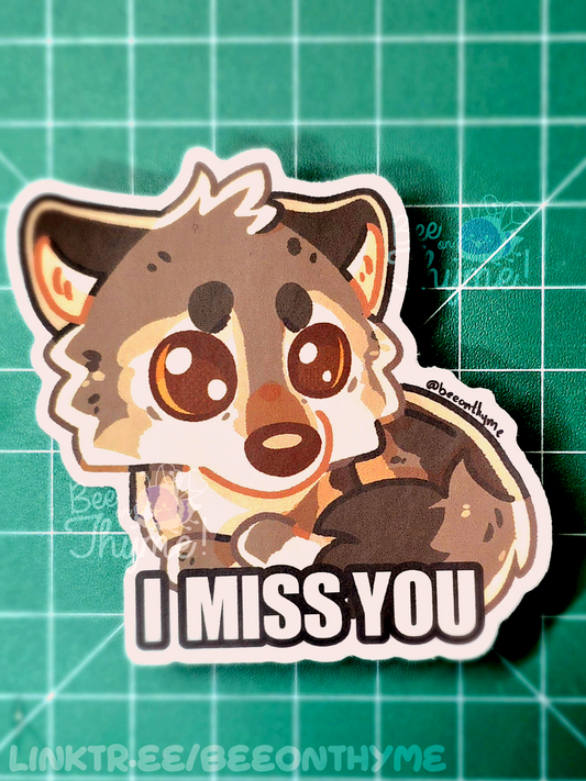 I Miss You Wolf Vinyl Sticker