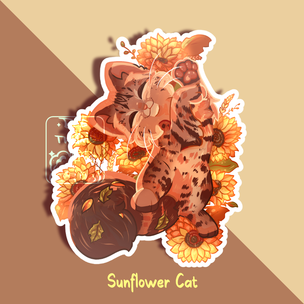 Sunflower Cat Vinyl Sticker