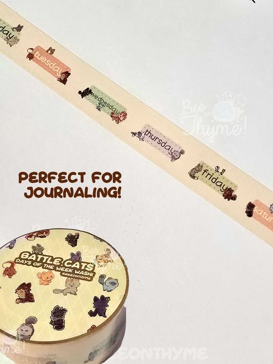 Battle Cats: Days of The Week Washi Tape