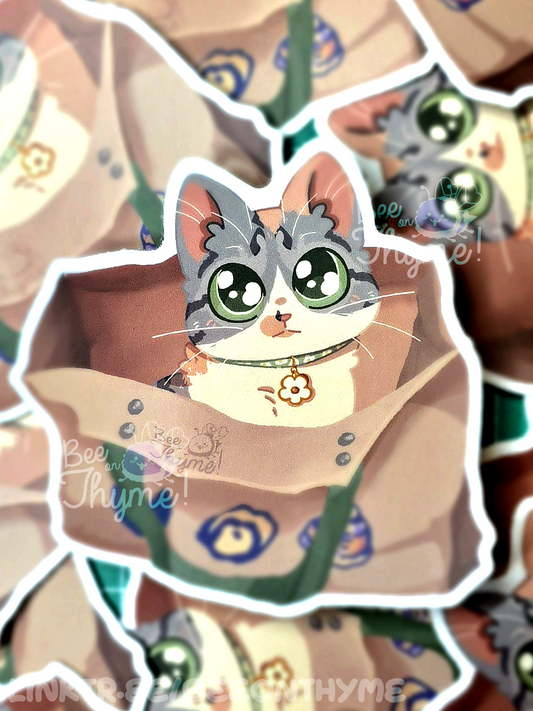 Sitting Calico Vinyl Sticker