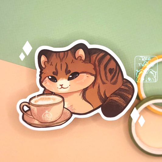 Coffee Cat Vinyl Sticker